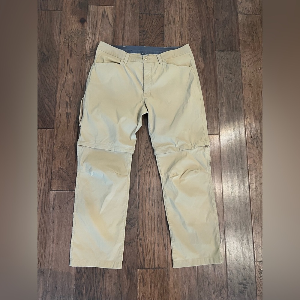 Eddie Bauer Men's Beige Khaki Cargo Convertible Outdoor Pants Size 38x30